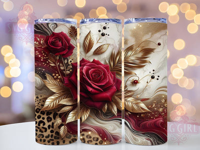 Rose Gold Glitter Leopard Tumbler, Rose Gold Pattern, Glamorous Animal Print Design, 20Oz Sublimation Wrap, Elegant Leopard Art, Sparkling Rose Gold Texture, Tumbler Sublimation Sublimation SvggirlplusArt 