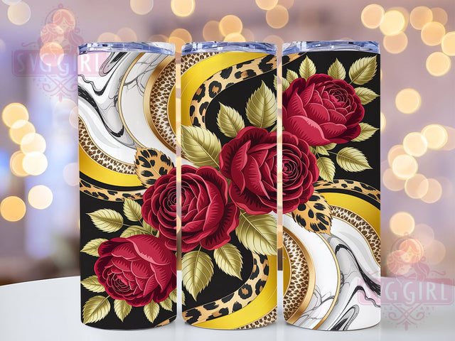 Rose Gold Glitter Leopard Tumbler, Rose Gold Pattern, Glamorous Animal Print Design, 20Oz Sublimation Wrap, Elegant Leopard Art, Sparkling Rose Gold Texture, Tumbler Sublimation Sublimation SvggirlplusArt 