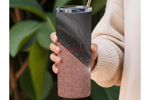 Rose Gold Glitter Marble 20oz Tumbler Sublimation DesignSVG 