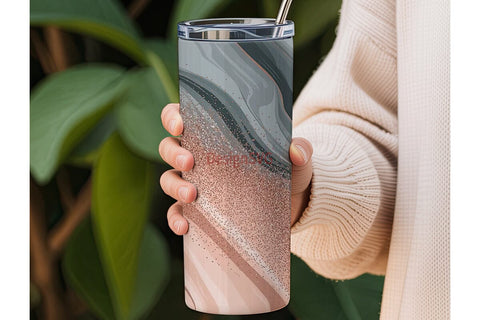 Rose Gold Glitter Marble 20oz Tumbler Sublimation DesignSVG 