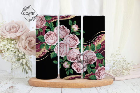 Rose Gold Glitter Marble 20oz Tumbler Sublimation sassyprint 