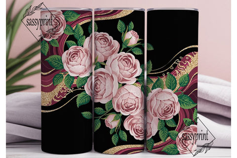 Rose Gold Glitter Marble 20oz Tumbler Sublimation sassyprint 