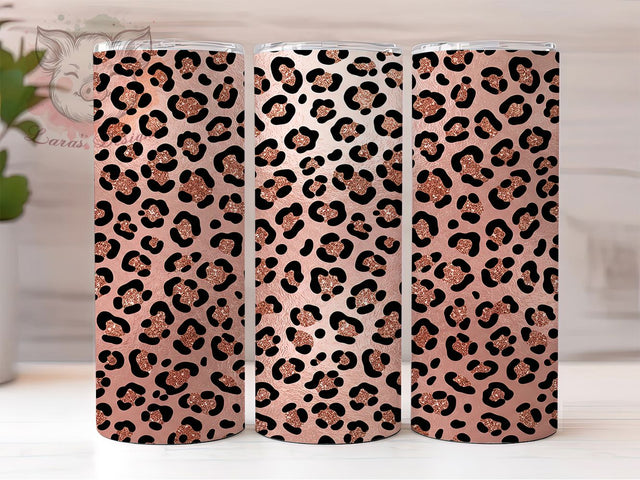 Rose Gold Leopard 20oz Tumbler, Rose Gold Leopard, Gold Leopard, Leopard Tumbler, 20oz Tumbler, Rose Gold Tumbler, Leopard Print, Tumbler Wrap Sublimation Lara' s Designs 