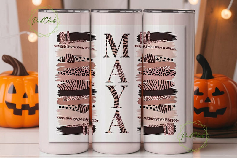 Rose Gold Leopard 20oz Tumbler Wrap Sublimation PixelChick 