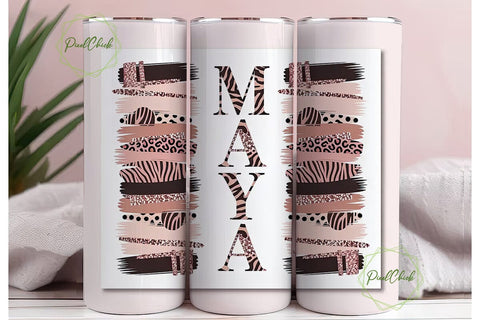 Rose Gold Leopard 20oz Tumbler Wrap Sublimation PixelChick 
