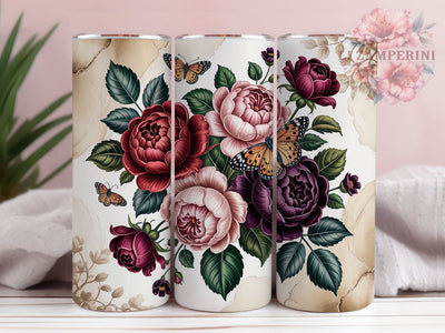 Rose Gold Leopard Butterfly Tumbler, Floral Design, Rose Gold Butterfly, Sublimation Art, 20oz Tumbler, Glam Theme, Elegant Style Sublimation Li Zamperini 