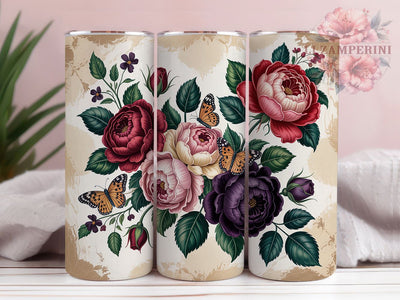 Rose Gold Leopard Butterfly Tumbler, Floral Design, Rose Gold Butterfly, Sublimation Art, 20oz Tumbler, Glam Theme, Elegant Style Sublimation Li Zamperini 