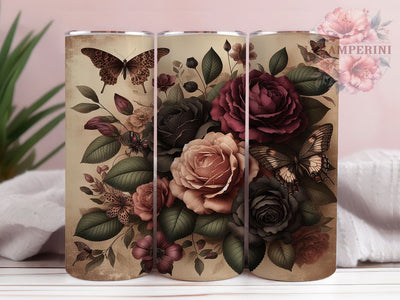 Rose Gold Leopard Butterfly Tumbler, Floral Design, Rose Gold Butterfly, Sublimation Art, 20oz Tumbler, Glam Theme, Elegant Style Sublimation Li Zamperini 