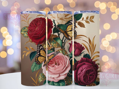 Rose Gold Leopard Butterfly Tumbler Wrap, Rose Gold, Butterfly Theme, Glam Style, Bold Design, Tumbler Wrap, Sublimation Design Sublimation SvggirlplusArt 