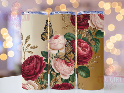 Rose Gold Leopard Butterfly Tumbler Wrap, Rose Gold, Butterfly Theme, Glam Style, Bold Design, Tumbler Wrap, Sublimation Design Sublimation SvggirlplusArt 