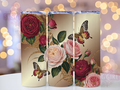 Rose Gold Leopard Butterfly Tumbler Wrap, Rose Gold, Butterfly Theme, Glam Style, Bold Design, Tumbler Wrap, Sublimation Design Sublimation SvggirlplusArt 