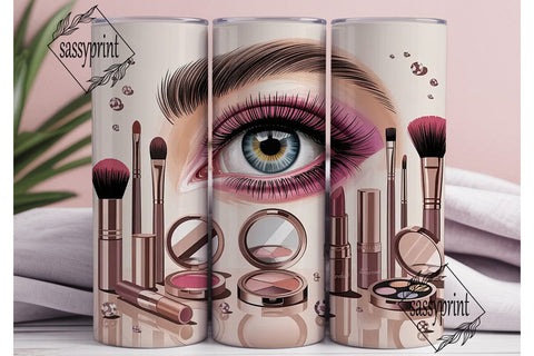 Rose Gold Makeup Glam 20oz Tumbler Wrap Sublimation sassyprint 