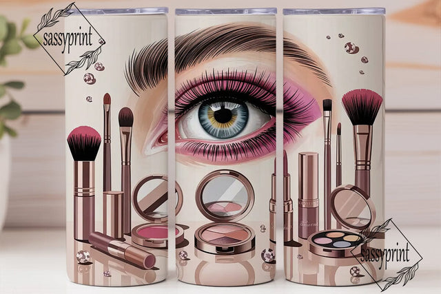 Rose Gold Makeup Glam 20oz Tumbler Wrap Sublimation sassyprint 