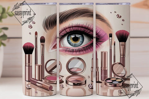 Rose Gold Makeup Glam 20oz Tumbler Wrap Sublimation sassyprint 
