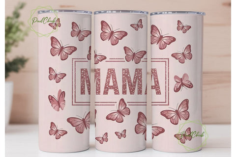 Rose Gold Mama Butterfly Tumbler Wrap Sublimation PixelChick 
