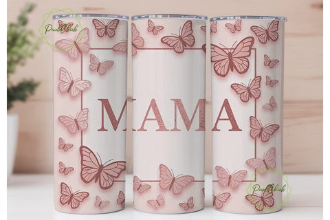 Rose Gold Mama Butterfly Tumbler Wrap Sublimation PixelChick 