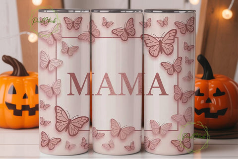 Rose Gold Mama Butterfly Tumbler Wrap Sublimation PixelChick 