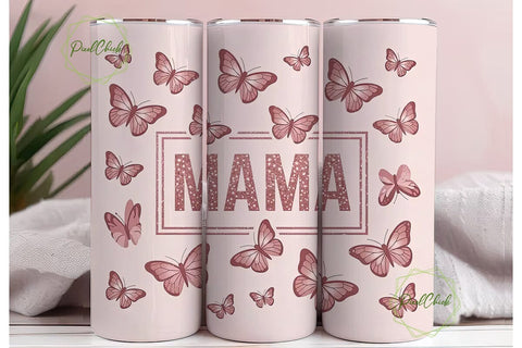 Rose Gold Mama Butterfly Tumbler Wrap Sublimation PixelChick 