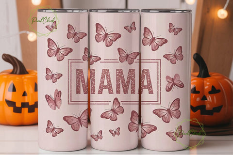 Rose Gold Mama Butterfly Tumbler Wrap Sublimation PixelChick 