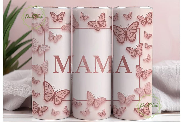 Rose Gold Mama Butterfly Tumbler Wrap Sublimation PixelChick 