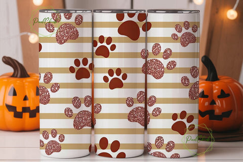 Rose Gold Paw Print 20oz Tumbler Sublimation PixelChick 