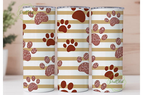Rose Gold Paw Print 20oz Tumbler Sublimation PixelChick 