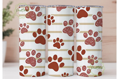 Rose Gold Paw Print 20oz Tumbler Sublimation PixelChick 