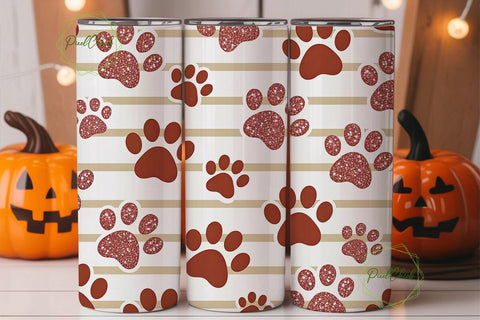Rose Gold Paw Print 20oz Tumbler Sublimation PixelChick 