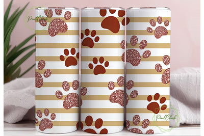 Rose Gold Paw Print 20oz Tumbler Sublimation PixelChick 