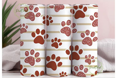 Rose Gold Paw Print 20oz Tumbler Sublimation PixelChick 