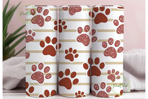 Rose Gold Paw Print 20oz Tumbler Sublimation PixelChick 