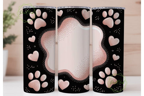 Rose Gold Paw Print 20oz Tumbler Wrap Sublimation PixelChick 