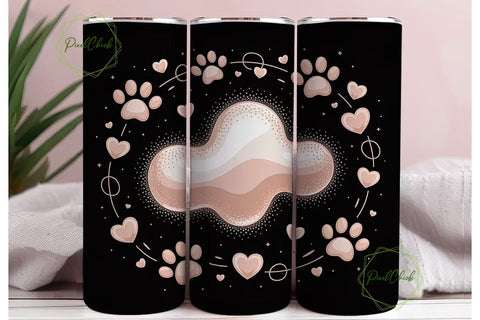 Rose Gold Paw Print 20oz Tumbler Wrap Sublimation PixelChick 