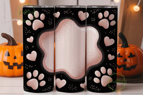 Rose Gold Paw Print 20oz Tumbler Wrap Sublimation PixelChick 