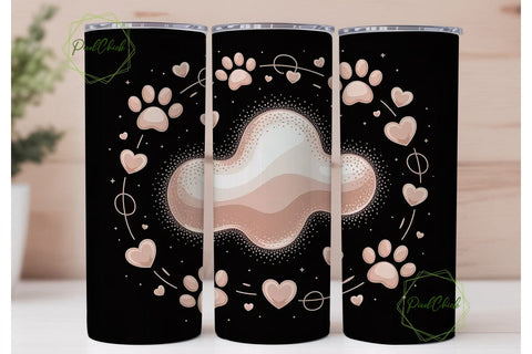 Rose Gold Paw Print 20oz Tumbler Wrap Sublimation PixelChick 
