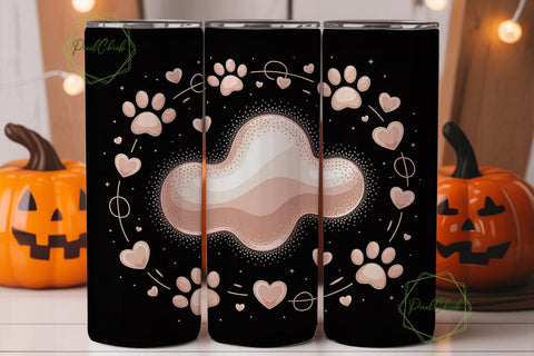 Rose Gold Paw Print 20oz Tumbler Wrap Sublimation PixelChick 