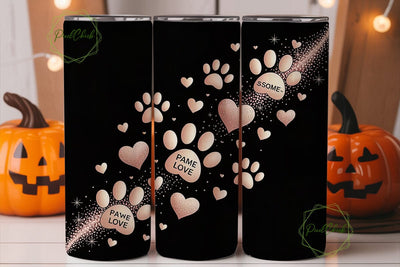 Rose Gold Paw Print & Heart 20oz Tumbler Sublimation PixelChick 