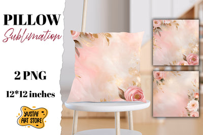 Rose gold pillow sublimation. 2 flowers pillow design Sublimation Yustaf Art Store 