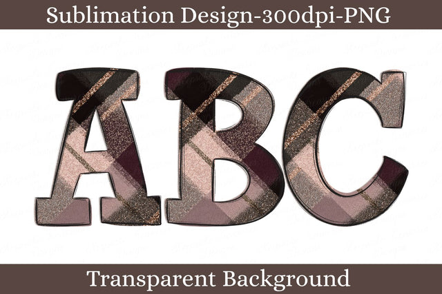 Rose Gold Plaid Alphabet PNG Letter Set – Glam Tartan Alpha Designs, Sublimation Printable Sublimation Keepsake Treasures Designs LLC. 