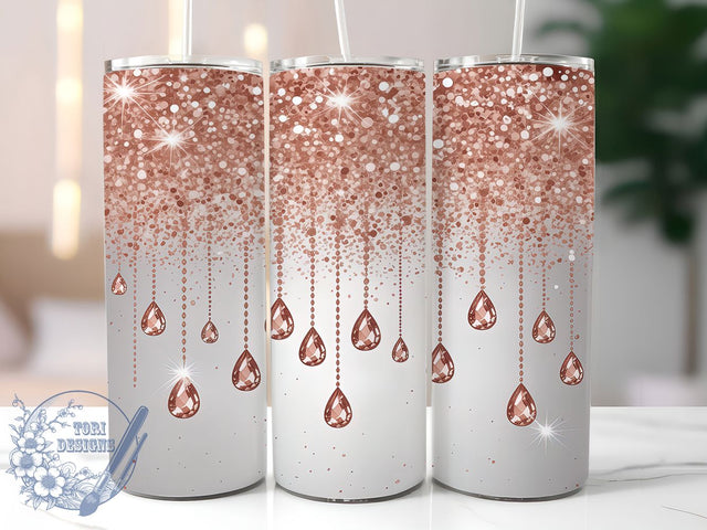 Rose Gold Silver Glitter Tumbler, Silver Gold Sparkle Wrap, 20oz Tumbler Sublimation, Glamorous Glitter Design, Sparkling Metallic Sublimation, Elegant Rose Gold Tumbler, Shiny Holiday Wrap Sublimation ToriDesigns 