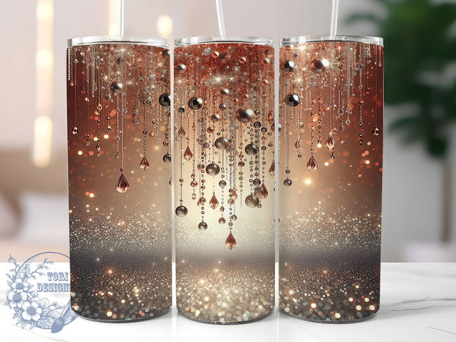 Rose Gold Silver Glitter Tumbler, Silver Gold Sparkle Wrap, 20oz Tumbler Sublimation, Glamorous Glitter Design, Sparkling Metallic Sublimation, Elegant Rose Gold Tumbler, Shiny Holiday Wrap Sublimation ToriDesigns 