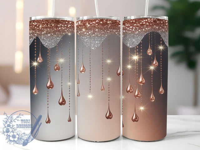 Rose Gold Silver Glitter Tumbler, Silver Gold Sparkle Wrap, 20oz Tumbler Sublimation, Glamorous Glitter Design, Sparkling Metallic Sublimation, Elegant Rose Gold Tumbler, Shiny Holiday Wrap Sublimation ToriDesigns 