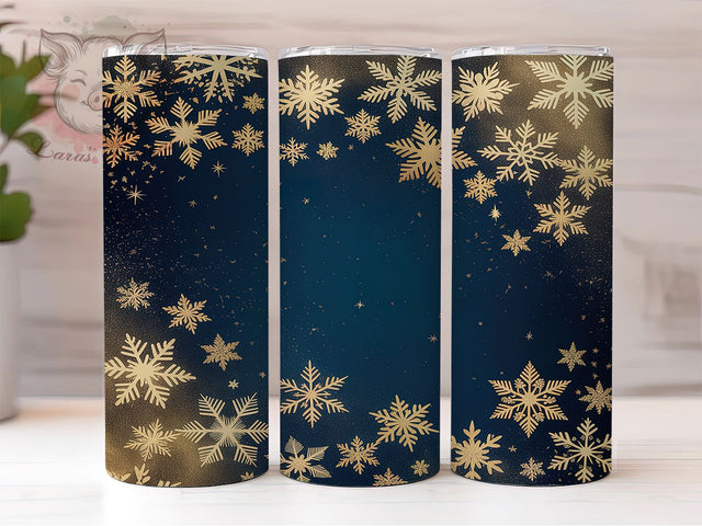Rose Gold Snowflake Tumbler, Glitter Holiday, Winter Seamless, Festive Tumbler, Sparkle Pattern, 20oz Tumbler, Sublimation Print Sublimation Lara' s Designs 
