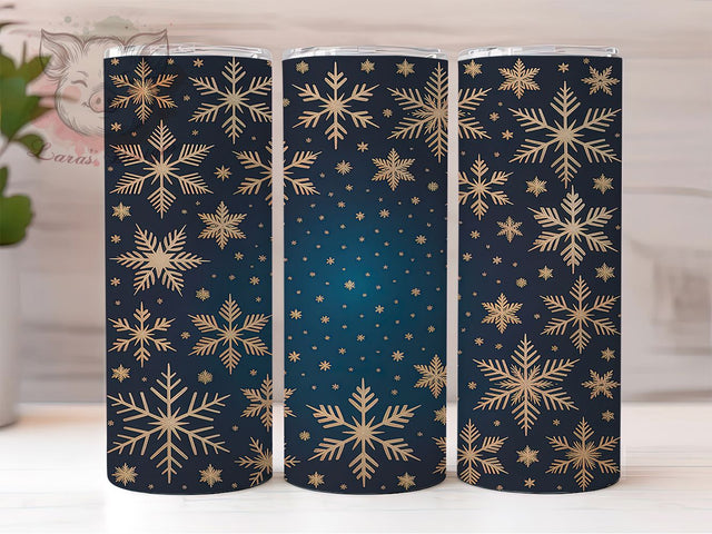Rose Gold Snowflake Tumbler, Glitter Holiday, Winter Seamless, Festive Tumbler, Sparkle Pattern, 20oz Tumbler, Sublimation Print Sublimation Lara' s Designs 