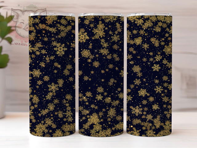 Rose Gold Snowflake Tumbler, Glitter Holiday, Winter Seamless, Festive Tumbler, Sparkle Pattern, 20oz Tumbler, Sublimation Print Sublimation Lara' s Designs 