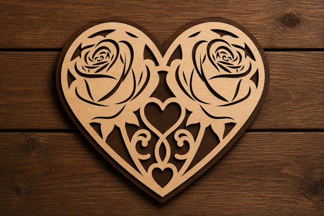 Rose Heart Floral Wall Art Laser Cut SVG File SVG Regulrcrative 