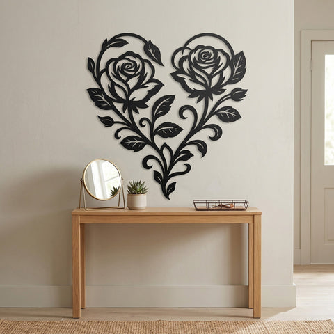 Rose Heart Metal Wall Art SVG | Floral Heart DXF for Plasma CNC | Romantic Rose Cut File | Garden Wall Decor Laser Cut Svg SVG HappyDesignStudio 