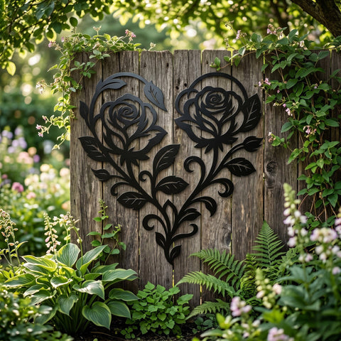 Rose Heart Metal Wall Art SVG | Floral Heart DXF for Plasma CNC | Romantic Rose Cut File | Garden Wall Decor Laser Cut Svg SVG HappyDesignStudio 