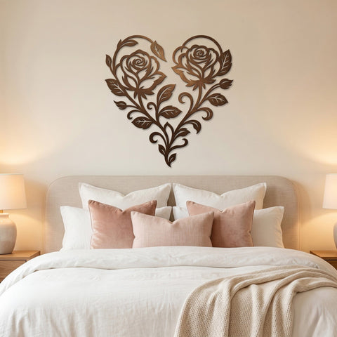 Rose Heart Metal Wall Art SVG | Floral Heart DXF for Plasma CNC | Romantic Rose Cut File | Garden Wall Decor Laser Cut Svg SVG HappyDesignStudio 