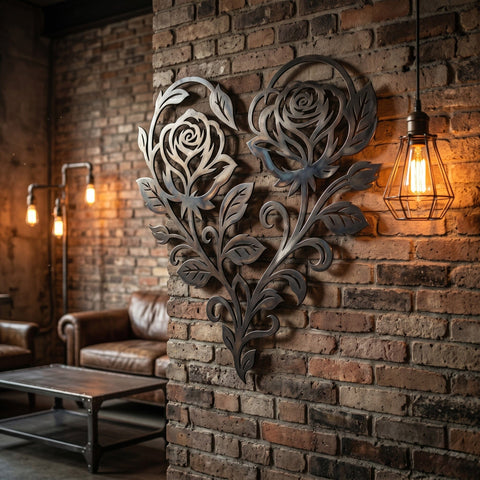 Rose Heart Metal Wall Art SVG | Floral Heart DXF for Plasma CNC | Romantic Rose Cut File | Garden Wall Decor Laser Cut Svg SVG HappyDesignStudio 